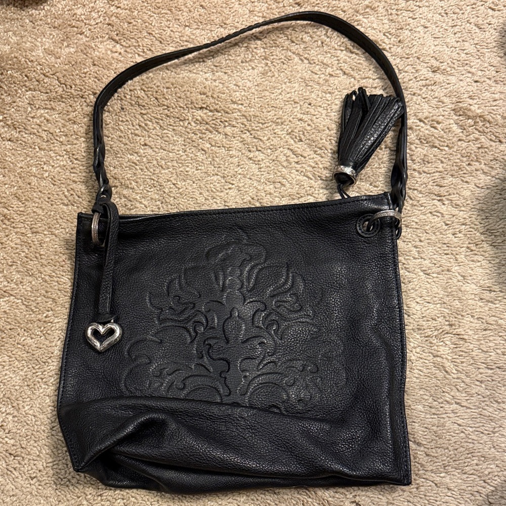 Brighton Black Leather Piper Embossed Purse